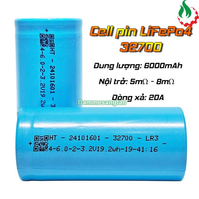 Cell pin sắt 32700 3.2V LiFePo4 6000mah 5C Xả - 20A