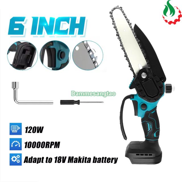 Máy cưa xích pin 18V 6inch có chổi than động cơ 550 có bơm dầu (Mẫu 1)