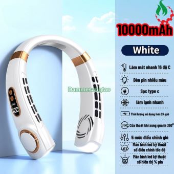 Quạt đeo cổ không cánh pin L29-Max có báo pin 5 cấp độ gió kèm đèn LED