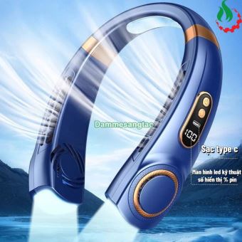 Quạt đeo cổ không cánh pin L29-Max có báo pin 5 cấp độ gió kèm đèn LED
