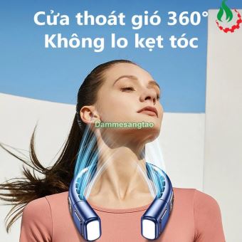 Quạt đeo cổ không cánh pin L29-Max có báo pin 5 cấp độ gió kèm đèn LED