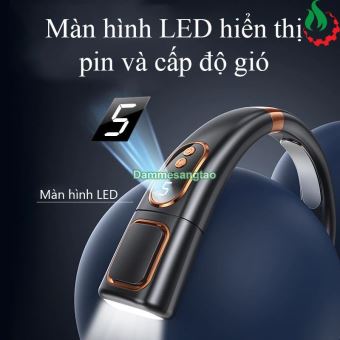 Quạt đeo cổ không cánh pin L29-Max có báo pin 5 cấp độ gió kèm đèn LED