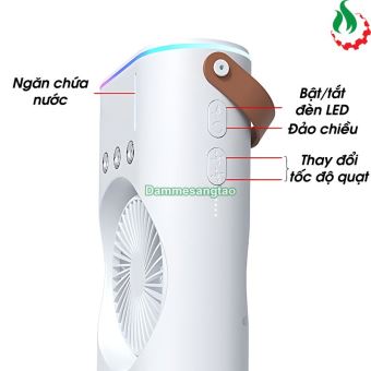 Quạt phun sương Tích điện 2 tầng Đảo chiều có Remote (Dung tích 400ml)
