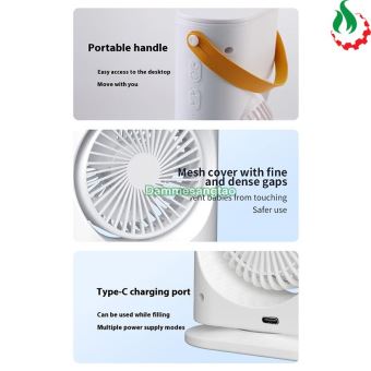 Quạt phun sương Tích điện 2 tầng Đảo chiều có Remote (Dung tích 400ml)