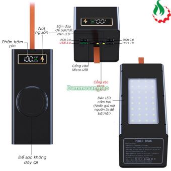 Box sạc dự phòng 40 cell 18650 (D40-PD-QI) sạc nhanh 22.5W