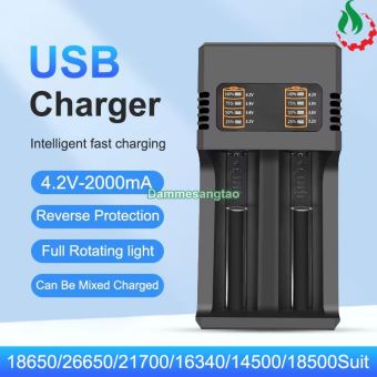 Sạc pin đa năng 2 khe MS-282AX Li-ion 3.7V 26650 21700 18650 18500 16340 14500