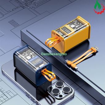 Box sạc dự phòng trong suốt 4 cell 21700 (DX138 - Vuông) sạc nhanh 22.5W