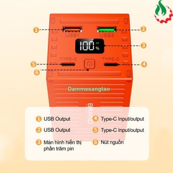 Box sạc dự phòng Container 4 cell 21700 (Y290) Sạc nhanh 22.5W