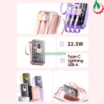 Box sạc dự phòng trong suốt 2 cell 21700 (Y296) Sạc nhanh 22.5W