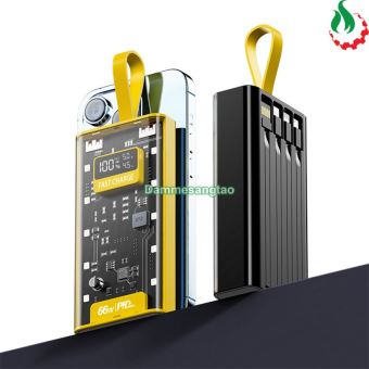 Box sạc dự phòng trong suốt 20000mAh 66W sạc nhanh PD22.5W