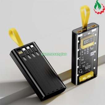 Box sạc dự phòng trong suốt 20000mAh 66W sạc nhanh PD22.5W
