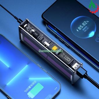 Box sạc dự phòng trong suốt 4 cell 21700 (K37-Dẹp) sạc nhanh 22.5W