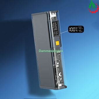 Box sạc dự phòng trong suốt 4 cell 21700 (K37V2.0 - Dẹp) sạc nhanh 22.5W