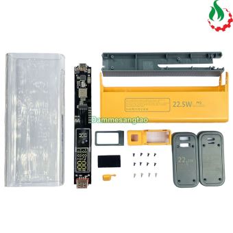 Box sạc dự phòng trong suốt 4 cell 21700 (K37V2.0 - Dẹp) sạc nhanh 22.5W