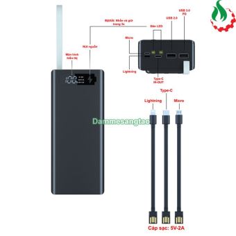 Box sạc dự phòng 16 cell 18650 sạc nhanh 22.5W