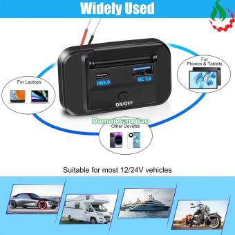 Ổ cắm sạc nhanh 12V-24V sang sạc điện thoại cổng Type C 33W - USB 22W