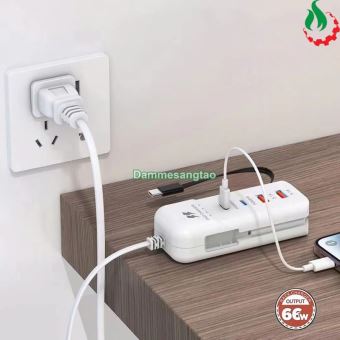 Bộ sạc nhanh đa năng 5in1 66W (2-USB 2-PD 1-Type C)