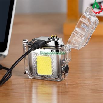 Bật lửa Plasma kiêm đèn LED 3 chế độ sáng (Vỏ trong suốt chống nước)