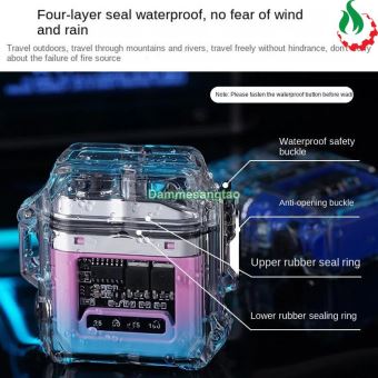Bật lửa Plasma kiêm đèn LED 3 chế độ sáng (Vỏ trong suốt chống nước)