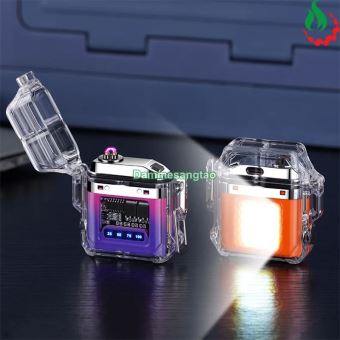 Bật lửa Plasma kiêm đèn LED 3 chế độ sáng (Vỏ trong suốt chống nước)