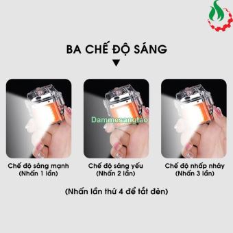 Bật lửa Plasma kiêm đèn LED 3 chế độ sáng (Vỏ trong suốt chống nước)