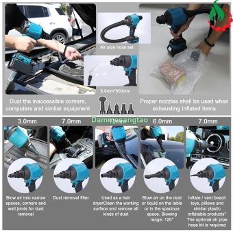 Máy thổi bụi bơm hơi kiêm hút chân không pin 18V chân pin Makita