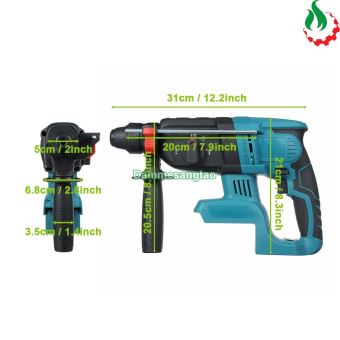 Máy khoan bê tông dùng pin 3 chức năng 18V không chổi than