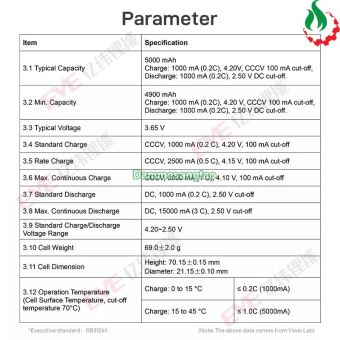 Cell pin 21700 EVE Li-ion 3.7V 5000mah 3C - Xả 15A