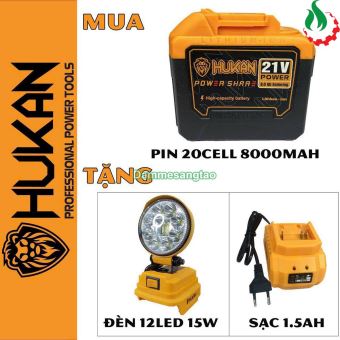 (Quà tặng) Pin 21V Hukan HK21-ABS8000 8.0AH 20 cell - xả 5C