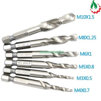 Mũi khoan taro chuôi lục giác thép HSS 4341 (Bộ 6 mũi)