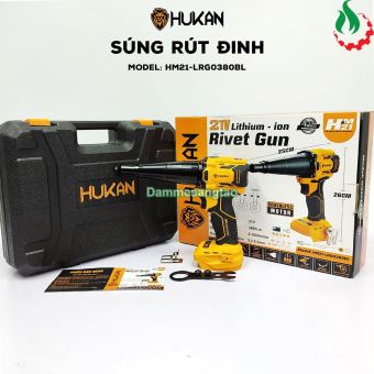 Máy rút Rivet pin 21V Hukan HM21-LRG0380BL 380N.m