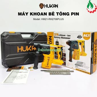 Máy khoan bê tông pin 21V Hukan HM21-RH2706PLUS động cơ không chổi than