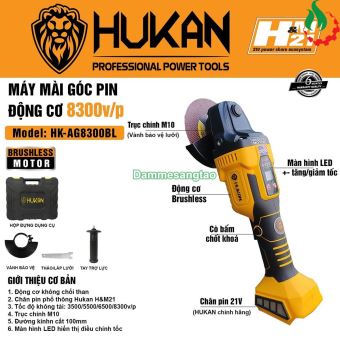 Máy mài pin 21V Hukan HK-AG8300BL động cơ không chổi than