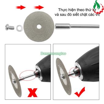 Đĩa cắt kim cương mini lỗ vít 3mm (Bộ 10 đĩa 16-60mm + 2 thanh)