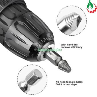 Mũi vặn vít gãy 6-12mm tháo ốc vít gãy Chuôi lục giác (Bộ 5 mũi)