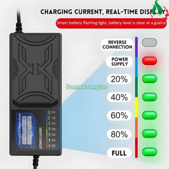 Sạc xe điện 60V dùng cho bình Acquy chống phù bình có hiển thị phần trăm sạc