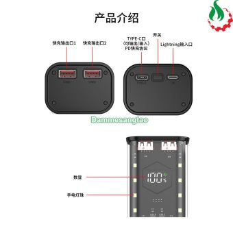 Vỏ box sạc dự phòng 4 cell 21700 có lò xo (BQ-S21PD) sạc nhanh 22.5W (Không có pin)