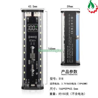 Vỏ box sạc dự phòng 8 cell 18650 có lò xo (BQ-S18PD) sạc nhanh 22.5W (Không có pin)