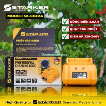 Sạc pin Starker 21V SK-CBF2A chân pin Makita có quạt tản nhiệt
