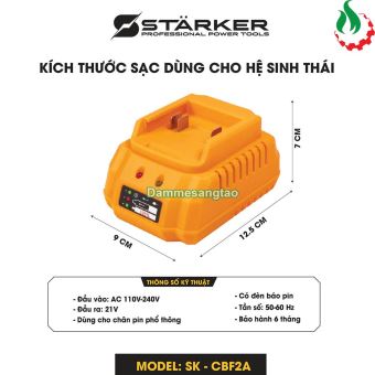 Sạc pin Starker 21V SK-CBF2A chân pin Makita có quạt tản nhiệt