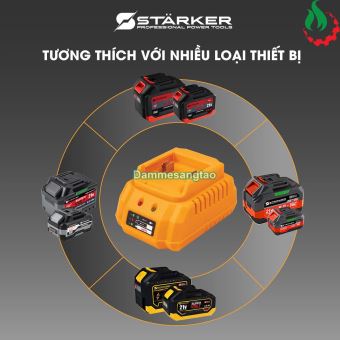 Sạc pin Starker 21V SK-CBF2A chân pin Makita có quạt tản nhiệt