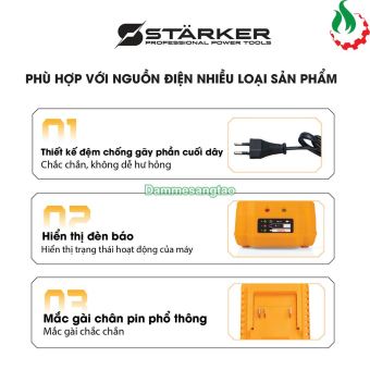 Sạc pin Starker 21V SK-CBF2A chân pin Makita có quạt tản nhiệt