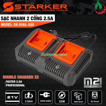 Sạc đôi pin STARKER 21V SK-DUAL-S25 dòng sạc 2.5A