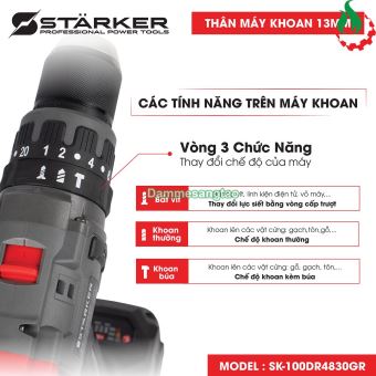 Máy khoan pin 21V STARKER SK-100DR4830GR 100N.m