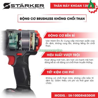 Máy khoan pin 21V STARKER SK-100DR4830GR 100N.m