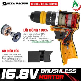 Máy khoan pin 16.8V STARKER SK-904QUICK (2in1) không chổi than 60N.m