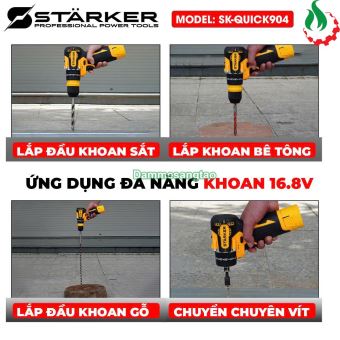 Máy khoan pin 16.8V STARKER SK-904QUICK (2in1) không chổi than 60N.m