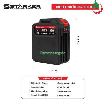 Pin STAKER 21V SK-ABS12KZ 30 cell 15AH chân pin Makita