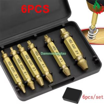 Bộ tháo vít toét đầu 6 mũi hai đầu tháo ốc gãy