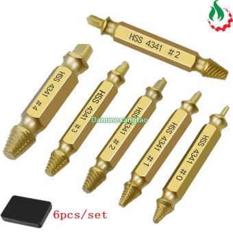 Bộ tháo vít toét đầu 6 mũi hai đầu tháo ốc gãy